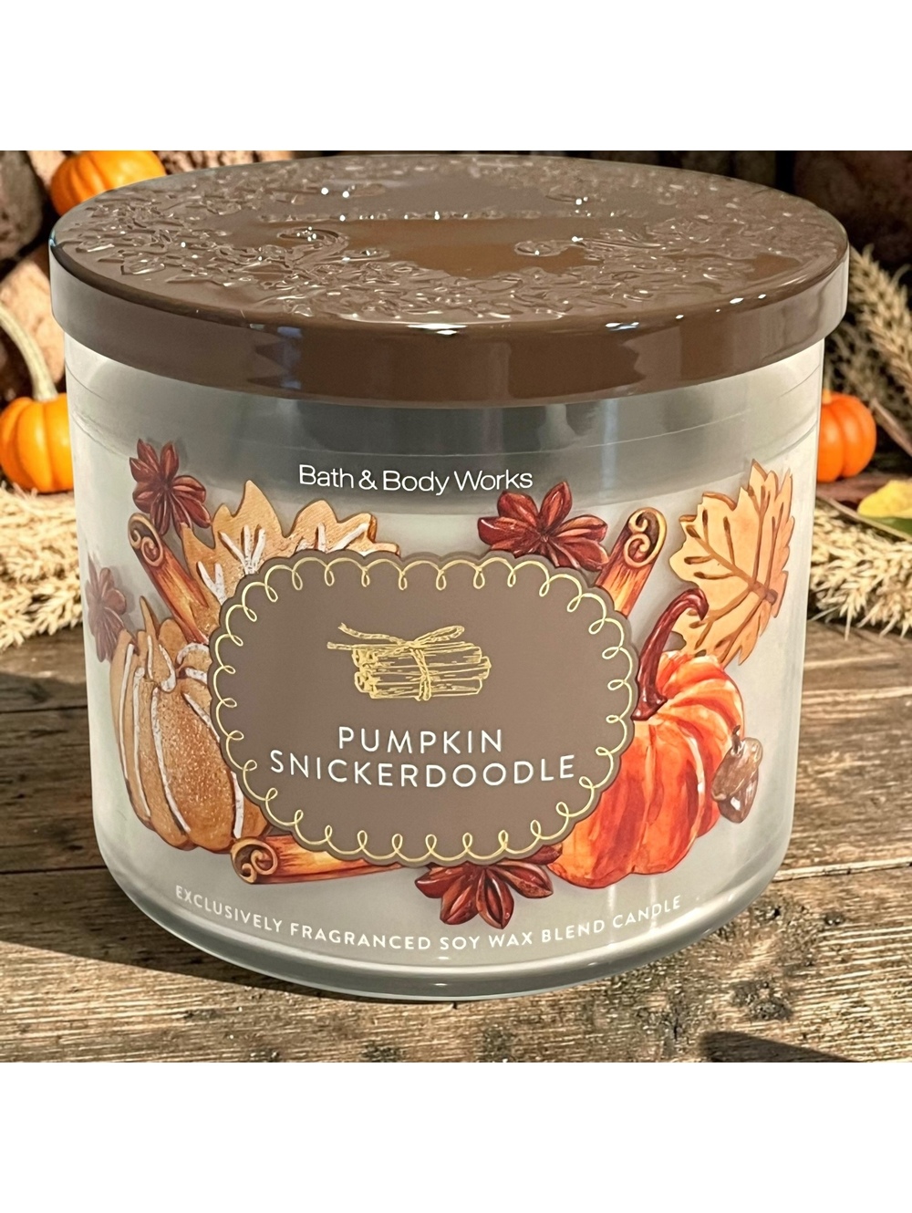Bath & Body Works Pumpkin Snickerdoodle 3-Wick Candle 14.5 oz NEW Fall